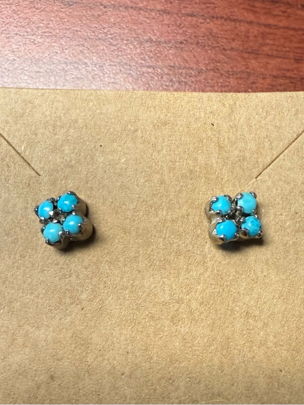 Zuni Turquoise Cluster Sterling Silver Stud Earrings